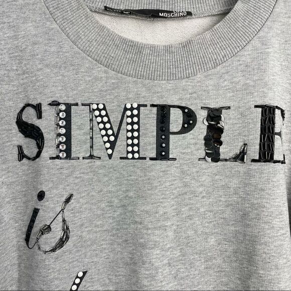 Love Moschino Simple Is The New Black Sequin Print Sweater - Picture 8 of 14